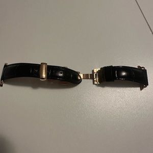 Black leather butterfly clasp Apple Watch 41mm band
